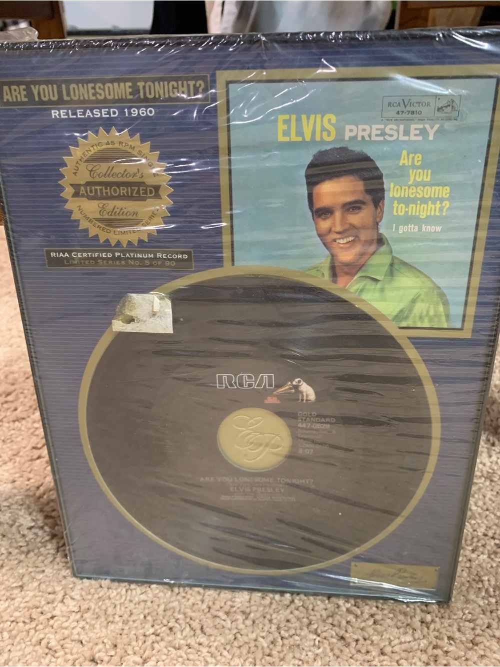 Elvis Presley Framed Collector's Platinum Record - Blue & Gold